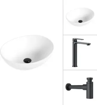 Lauter 21652 + Moon 21СК8691BS с сифоном 21635B (черный матовый)