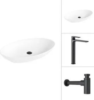 Lauter 21571 + Reef 21CK8678BS с сифоном 21635B (черный матовый)
