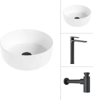 Lauter 21499-31 + Reef 21CK8678BS с сифоном 21635B (черный матовый)