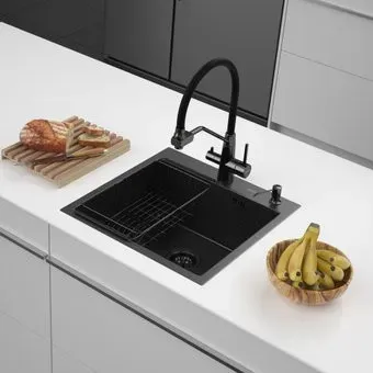 ARFEKA ECO AR мойка 500*500, коландер F, дозатор BLACK DECOR