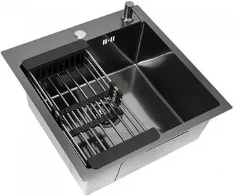 ALLBA 550x500 Black PVD Decor (коландер, дозатор)
