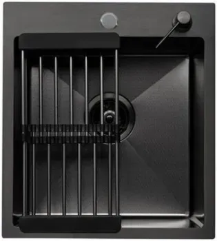 ALLBA 450x500 Black PVD Decor (коландер, дозатор)