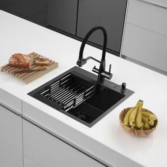 ARFEKA ECO AR мойка 500*500, коландер, дозатор BLACK DECOR MILLET GRAINS