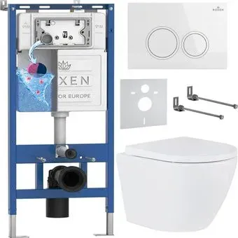 Roxen Antares в комплекте с инсталляцией StounFix Dual Fresh 6 в 1 501501 (кнопка: белый глянец)