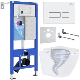 Roxen Antares Tornado в комплекте с инсталляцией StounFix Dual Fresh 6 в 1 968303 (кнопка: белый глянцевый)