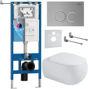 Roxen Titan в комплекте с инсталляцией StounFix Dual Fresh 6 в 1 967215 (кнопка: хром матовая)