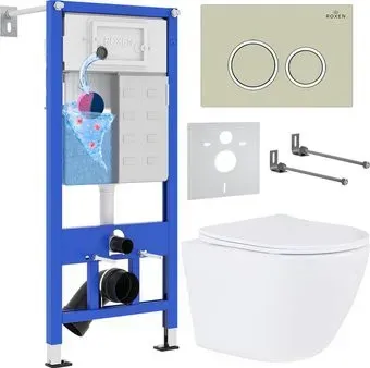 Roxen Antares 530185-01 в комплекте с инсталляцией StounFix Dual Fresh 6 в 1 966181 (кнопка: бежевый)