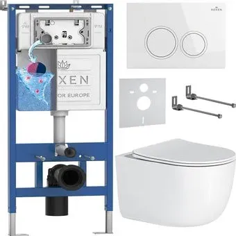 Roxen Vortex Tornado в комплекте с инсталляцией StounFix Dual Fresh 6 в 1 964275 (кнопка: белый глянец)