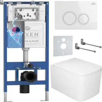 Roxen Berg в комплекте с инсталляцией StounFix Dual Fresh 6 в 1 967248 (кнопка: белая)