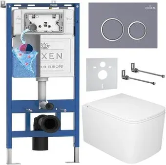 Roxen Berg в комплекте с инсталляцией StounFix Dual Fresh 6 в 1 967245 (кнопка: бетон)