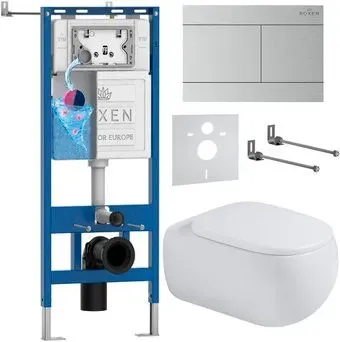 Roxen Titan в комплекте с инсталляцией StounFix Dual Fresh 6 в 1 967230 (кнопка: сатин)