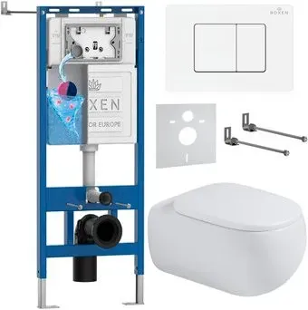 Roxen Titan в комплекте с инсталляцией StounFix Dual Fresh 6 в 1 967229 (кнопка: белая)