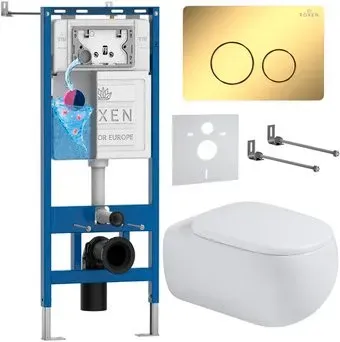 Roxen Titan в комплекте с инсталляцией StounFix Dual Fresh 6 в 1 967227 (кнопка: золотая)