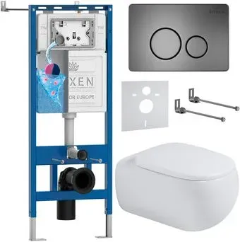 Roxen Titan в комплекте с инсталляцией StounFix Dual Fresh 6 в 1 967223 (кнопка: оружейная сталь)