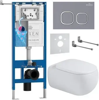 Roxen Titan в комплекте с инсталляцией StounFix Dual Fresh 6 в 1 967220 (кнопка: бетон)