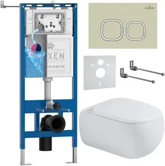Roxen Titan в комплекте с инсталляцией StounFix Dual Fresh 6 в 1 967218 (кнопка: бежевая)