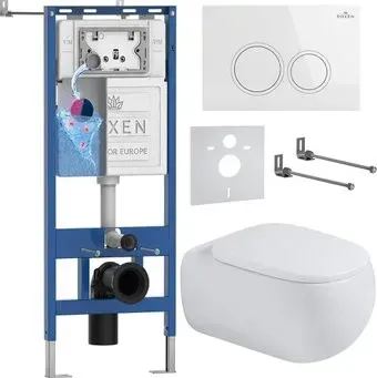 Roxen Titan в комплекте с инсталляцией StounFix Dual Fresh 6 в 1 967216 (кнопка: белая)