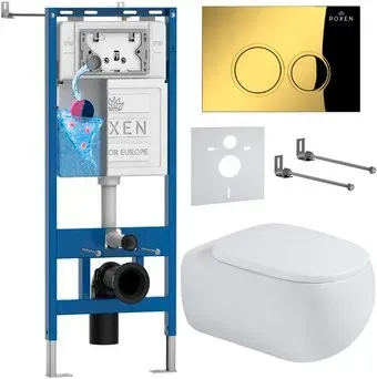 Roxen Titan в комплекте с инсталляцией StounFix Dual Fresh 6 в 1 967214 (кнопка: золотая)