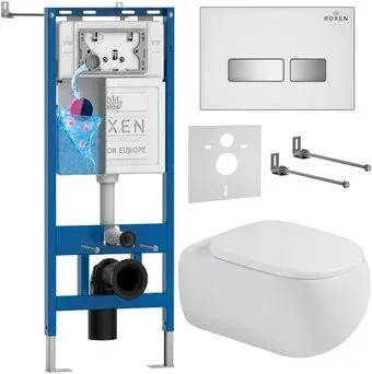 Roxen Titan в комплекте с инсталляцией StounFix Dual Fresh 6 в 1 967209 (кнопка: белая)