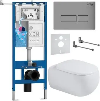 Roxen Titan в комплекте с инсталляцией StounFix Dual Fresh 6 в 1 967206 (кнопка: хром матовая)