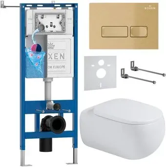 Roxen Titan в комплекте с инсталляцией StounFix Dual Fresh 6 в 1 967205 (кнопка: золотая)