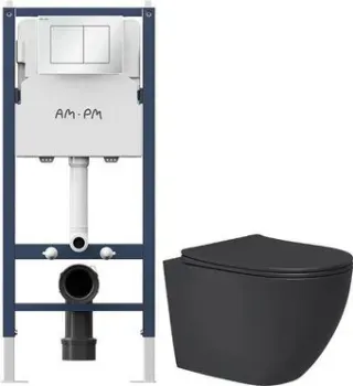 Lauter Augsburg 21109EC + I012709 + I090201 (черный матовый с кнопкой смыва белый глянцевый)