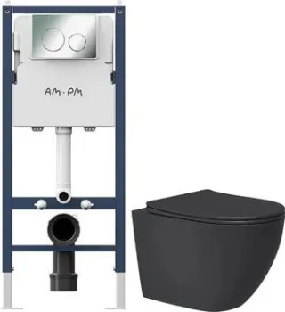 Lauter Augsburg 21109EC + I012709 + I090151 (черный матовый с кнопкой смыва хром глянцевый)