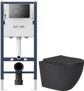 Lauter Augsburg 21109EC + I012709 + I090138 (черный матовый с кнопкой смыва черный матовый)
