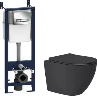 Lauter Augsburg 21109EC + I012703.0251 (черный матовый с кнопкой смыва)