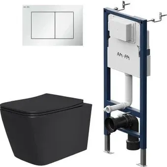 Lauter Magdeburg 21103EC + I012709 + PrimeFit S I090201 (черный матовый с кнопкой смыва белый глянцевый)