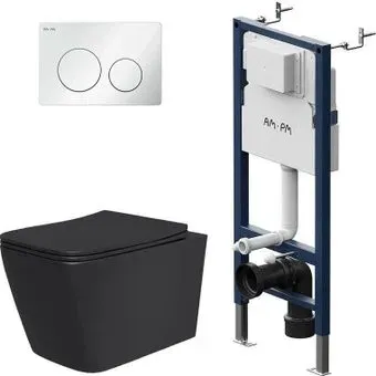 Lauter Magdeburg 21103EC + I012709 + PrimeFit L I090101 (черный матовый с кнопкой смыва белый глянцевый)