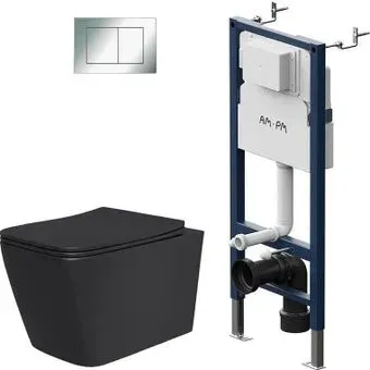 Lauter Magdeburg 21103EC + I012709 + I090251 (черный матовый с кнопкой смыва хром глянцевый)