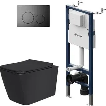 Lauter Magdeburg 21103EC + I012709 + I090138 (черный матовый с кнопкой смыва черный матовый)