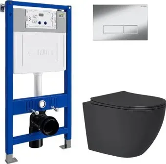 Lauter Augsburg 21109EC + 21901001 + 219701HD (черный матовый с кнопкой смыва хром)