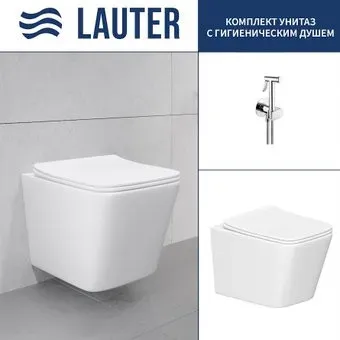 Lauter Square с жестким сиденьем Soft Close 214903 + Breez 21GN7071CH (скрытое крепление)