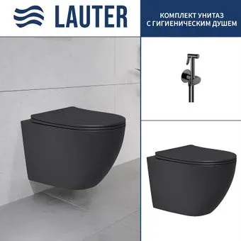 Lauter Augsburg с жест. сиденьем Soft Close 21109EC + Breez 21GN7072BM (черный матовый, скрытое крепление)