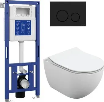 Cersanit Brasko Slim 64824 + Aqua M 40 68177 с кнопкой Twins 63525 (кнопка черный матовый)