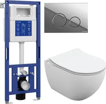 Cersanit Brasko Slim 64824 + Aqua M 40 68177 с кнопкой Twins 63523 (кнопка хром глянцевый)