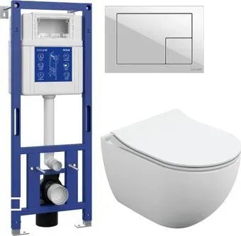 Cersanit Brasko Slim 64824 + Aqua M 40 68177 с кнопкой Corner 64077 (кнопка белый)
