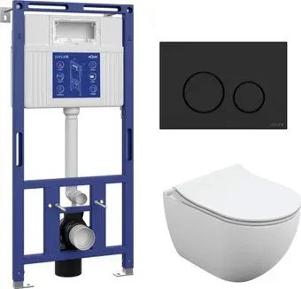 Cersanit Brasko Slim 64824 + Aqua Prime М 50 68179 с кнопкой Twins 63525 (кнопка черный матовый)