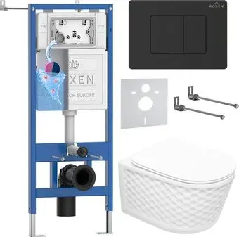 Roxen Vine Tornado в комплекте с инсталляцией StounFix Dual Fresh 6 в 1 868528 (кнопка: черный матовая)