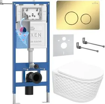 Roxen Vine Tornado в комплекте с инсталляцией StounFix Dual Fresh 6 в 1 868488 (кнопка: золото глянцевая)