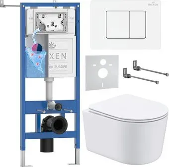 Roxen Simple Compact в комплекте с инсталляцией StounFix Dual Fresh 6 в 1 868529 (кнопка: белый глянцевая)