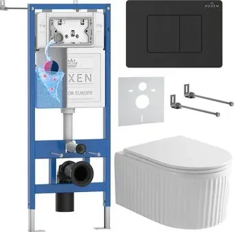 Roxen Royal Matt в комплекте с инсталляцией StounFix Dual Fresh 6 в 1 868520 (кнопка: черный)