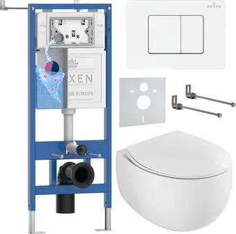 Roxen EGG в комплекте с инсталляцией StounFix Dual Fresh 6 в 1 868635 (кнопка: брашированное золото матовая)