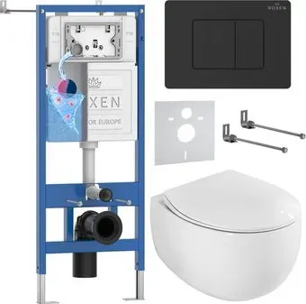 Roxen EGG в комплекте с инсталляцией StounFix Dual Fresh 6 в 1 868503 (кнопка: черный матовая)