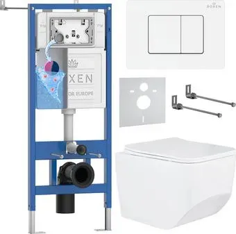 Roxen Boro в комплекте с инсталляцией StounFix Dual Fresh 6 в 1 868532 (кнопка: белый глянцевая)