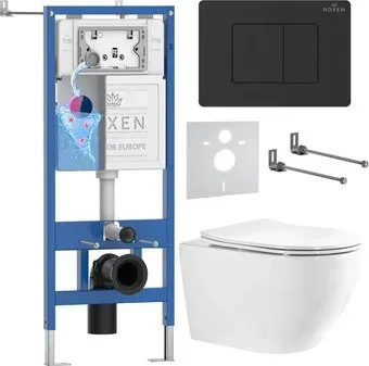 Roxen Antares Tornado Long в комплекте с инсталляцией StounFix Dual Fresh 6 в 1 868452 (кнопка: черный глянцевая)