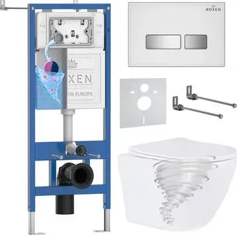 Roxen Antares Tornado Long в комплекте с инсталляцией StounFix Dual Fresh 6 в 1 868446 (кнопка: белый/хром глянцевая)