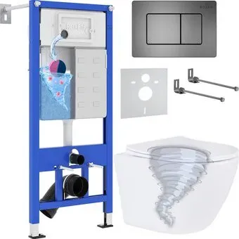 Roxen Antares Tornado Long в комплекте с инсталляцией StounFix Dual Fresh 6 в 1 868441 (кнопка: оружейная сталь матовая)